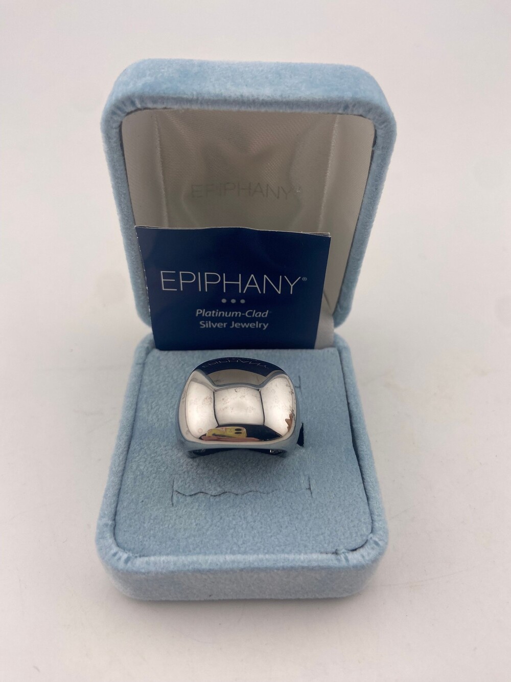 Epiphany Platinum-Clad High Polished Bold Cushion Modernist Dome Ring Size 7